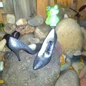 Stuart Weitzman for martinique silver glitter stiletto heeled pumps